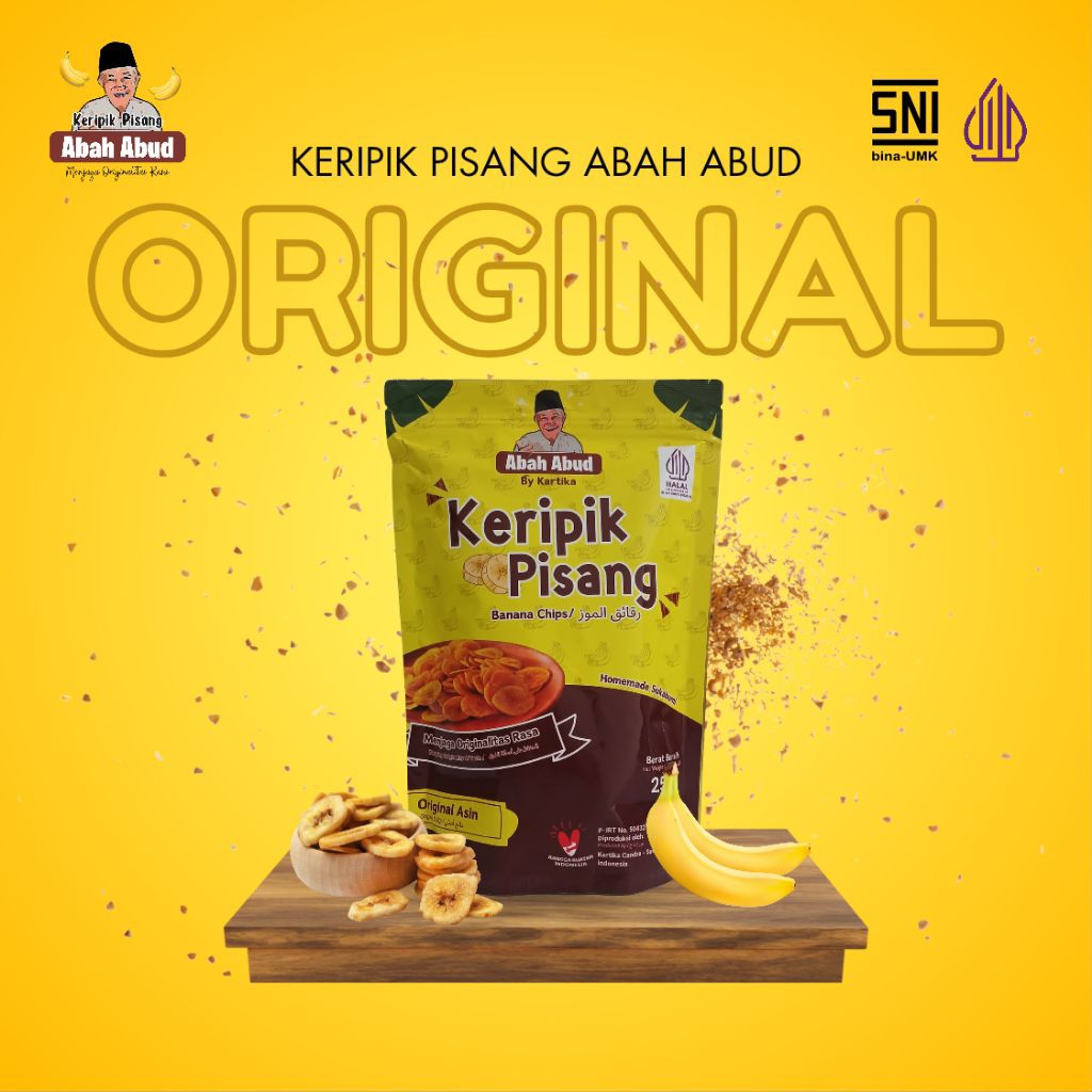 

Abah Abud - Keripik Pisang Original Asin Gurih & Renyah | Kripik Pisang Lezat kemasan 250 gram