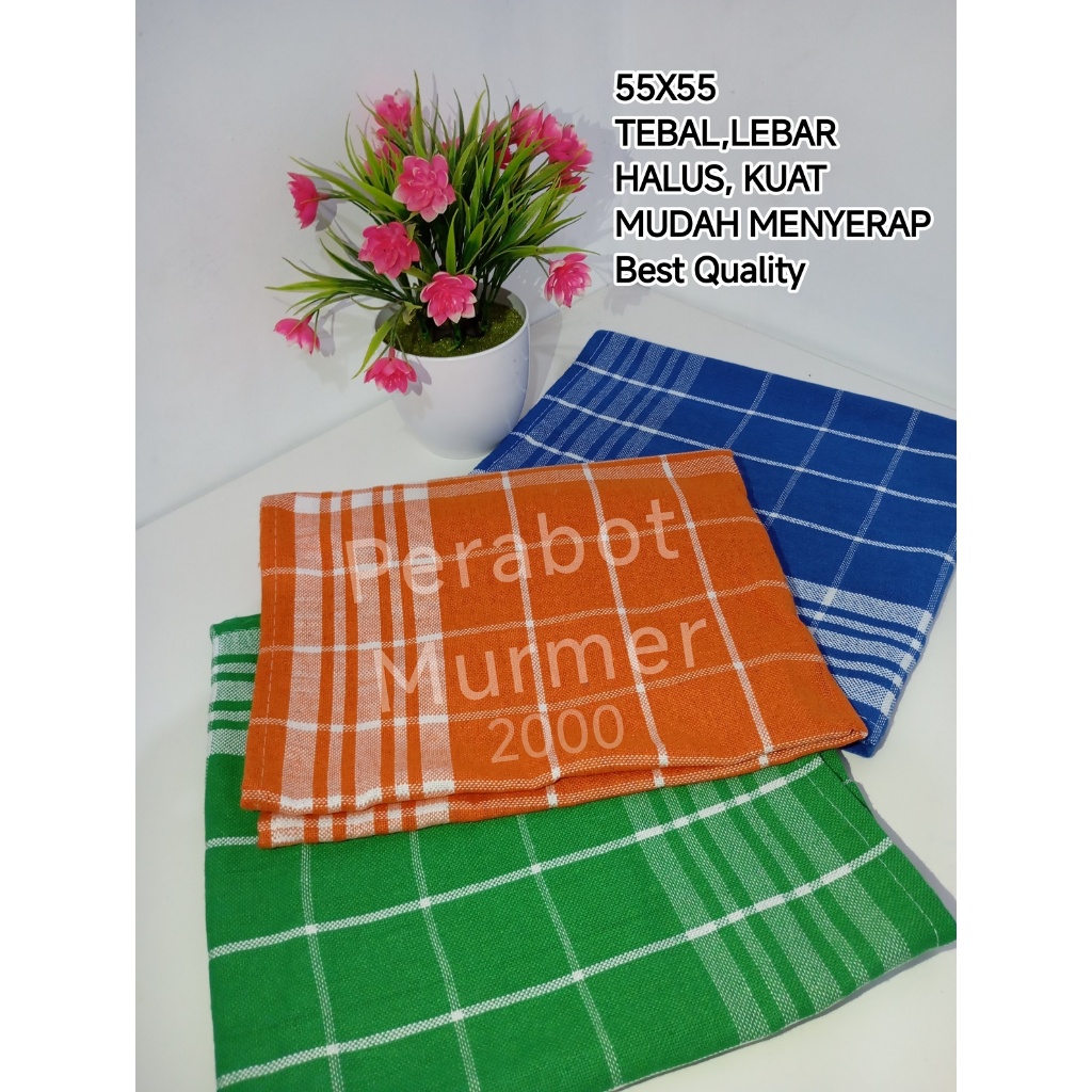 1LUSIN/1pcs/3/6 SERBET 55X55 TEBAL LEBAR HALUS/SERBET KOTAK/SERBET DAPUR MURAH/ KAIN LAP/LAP PIRING