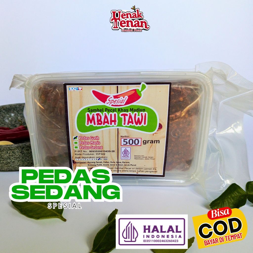 

Bumbu Pecel Sambal Kacang Asli Khas Madiun Tanpa Bahan Pengawet Rasa Pedas Sedang Mbah Tawi 500g