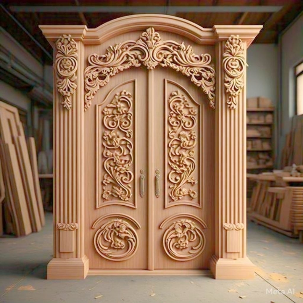 kusen pintu robot jati ukir
