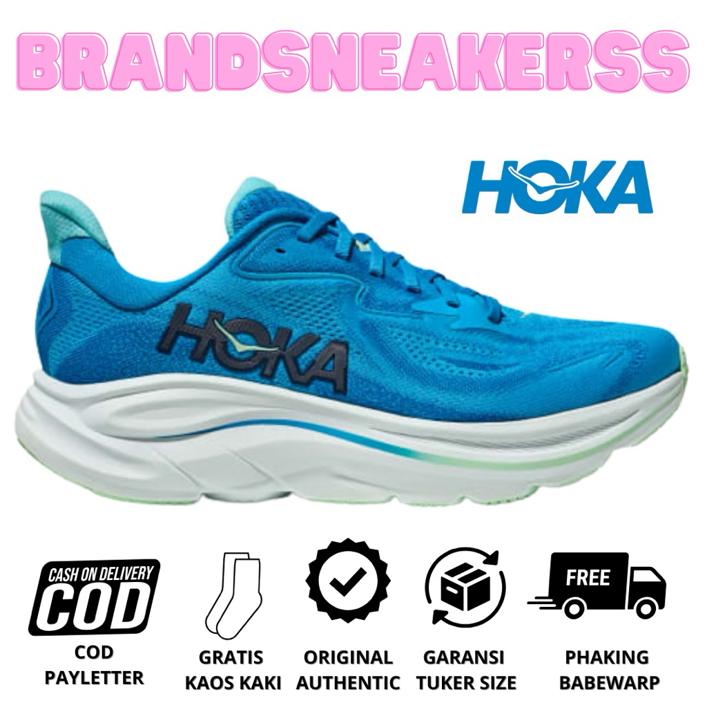 Sepatu Running Pria Hoka Clifton 10 Hoka Blue Skyward Blue Original