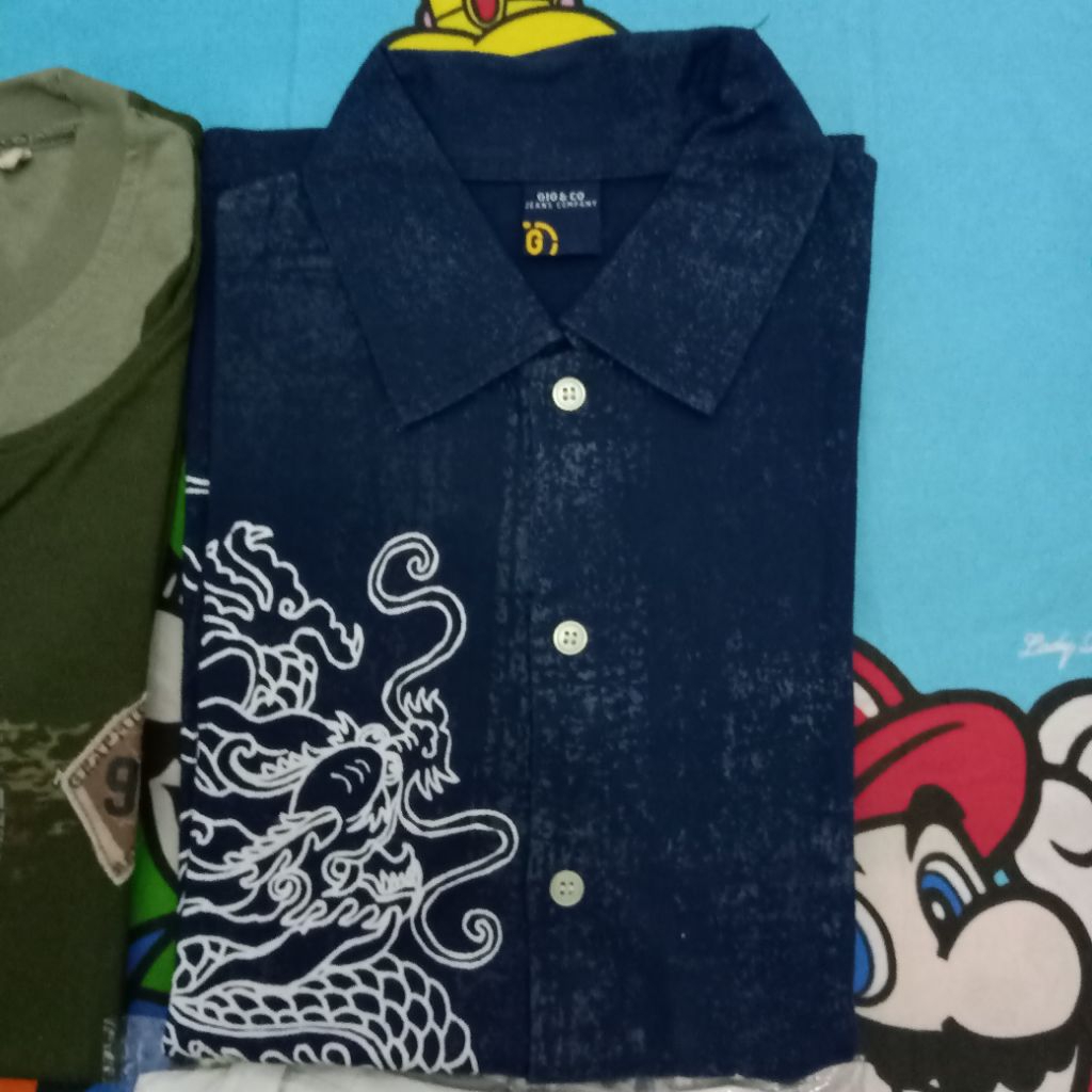 Preloved kemeja batik naga pria biru dongker size L