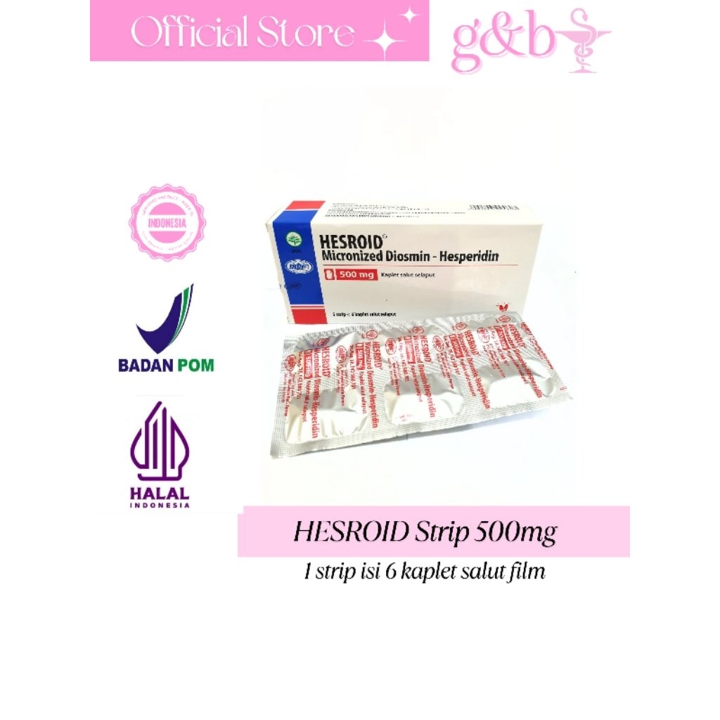 HESROID MICRONIZED DIOSMIN - HESPERIDIN 500 MG KAPLET SALUT SELAPUT / STRIP