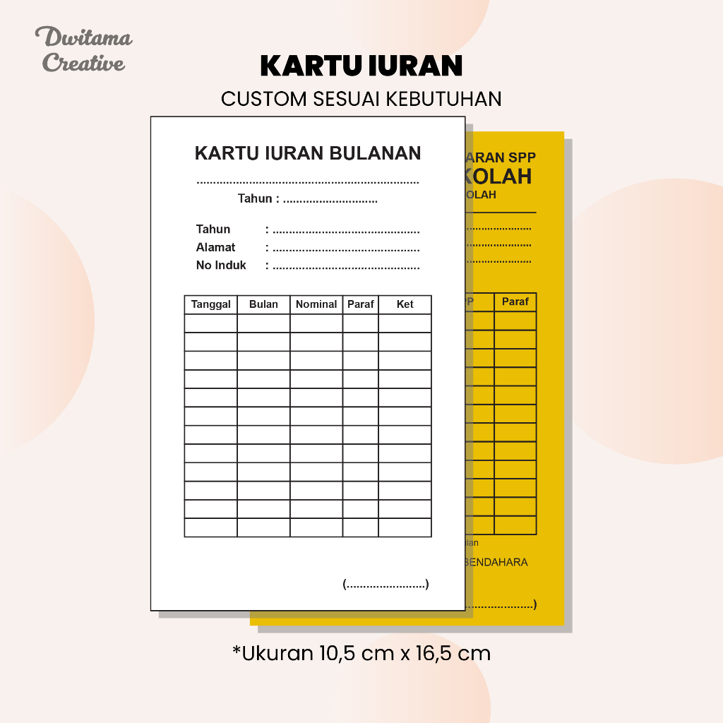 

Kartu Iuran Bulanan – Bisa Custom sesuai kebutuhan
