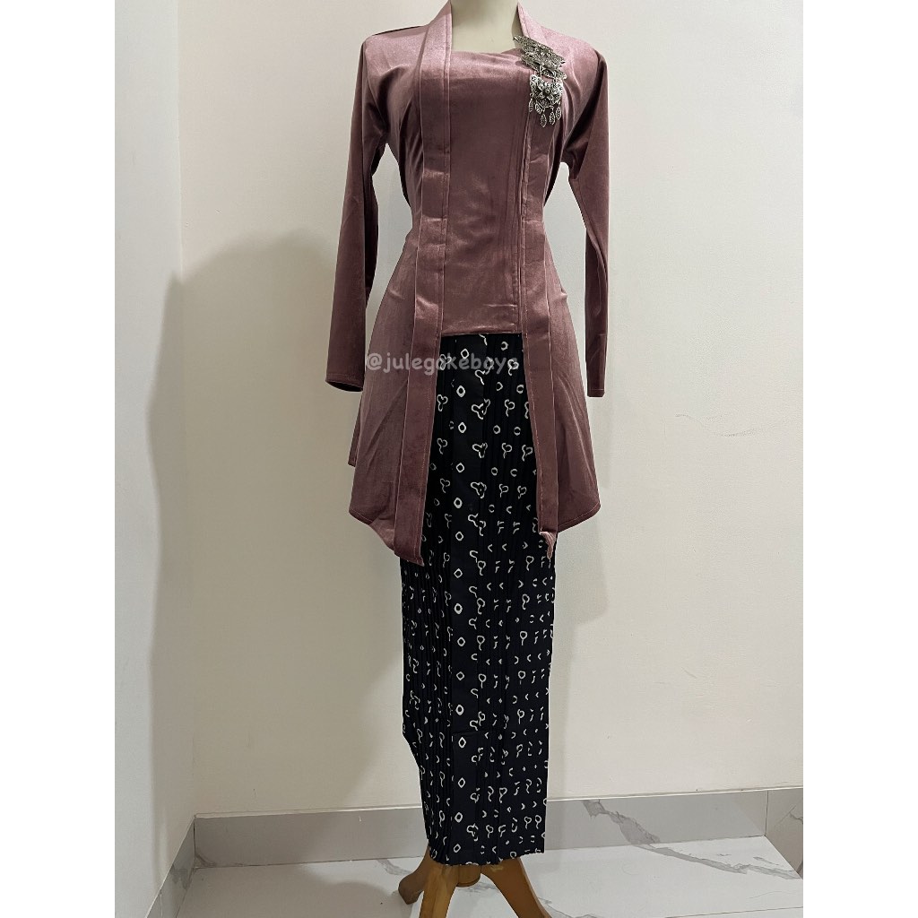 SET KEBAYA BLUDRU KUTUBARU DUSTY PINK PREMIUM MURAH / SET KEBAYA BLUDRU DAN ATASAN / KEBAYA PREMIUM 