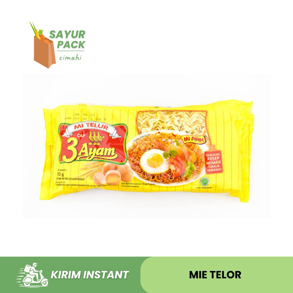 

MIE TELOR 1 bks | mie telor kuning cap 3 ayam | sayur instant cimahi