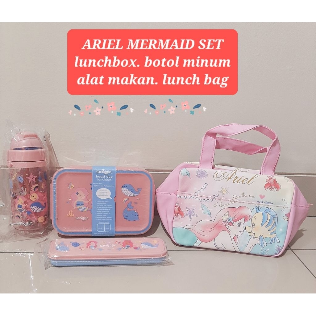 lunchbox ariel mermaid lunch box mermaid kotak makan smiggle mermaid botol smiggle mermaid lunch bag
