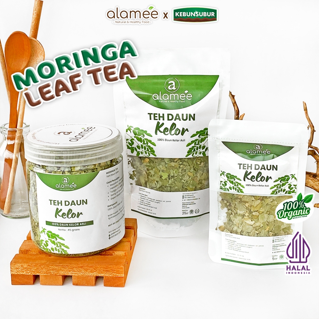 

ALAMEE Teh Daun Kelor Herbal Alami Moringa Tea Flower Asli Kering Organik Premium kebunsubur