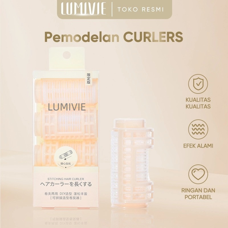 LUMIVIE Rol Pelinting Poni Alat Pengeriting Alat Pengeriting Rambut Tanpa Panas Alat Melinting Rambu