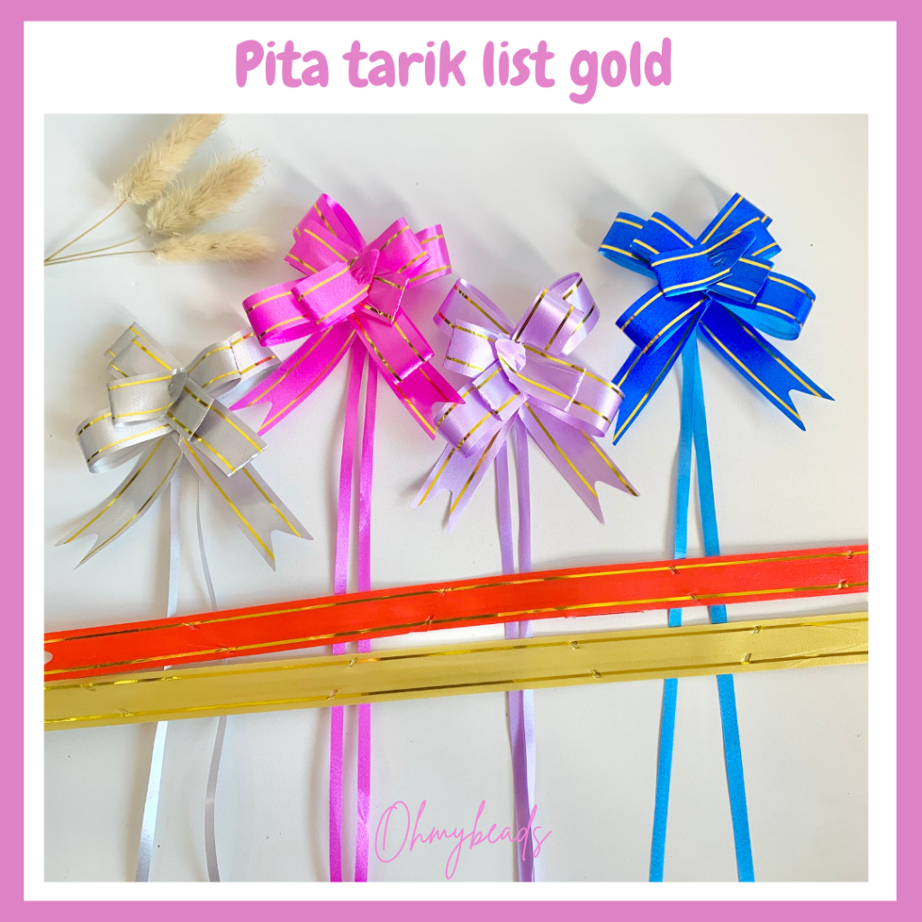 

5 pcs Pita Tarik Serut Motif List Garis 33cm x 1,5cm / Pita souvenir ukuran besar