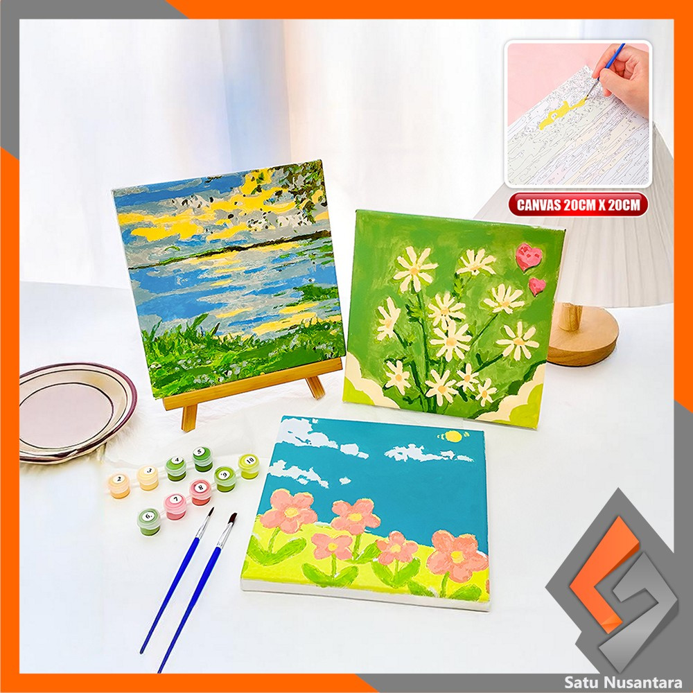 

EC SN-A110 Paint By Number Kit 20x20cm Kanvas Siap Lukis / DIY Canvas Acrylic Aesthetic / Diy Digital Painting Canvas Lukisan Bunga Pemandangan Wall Decoration