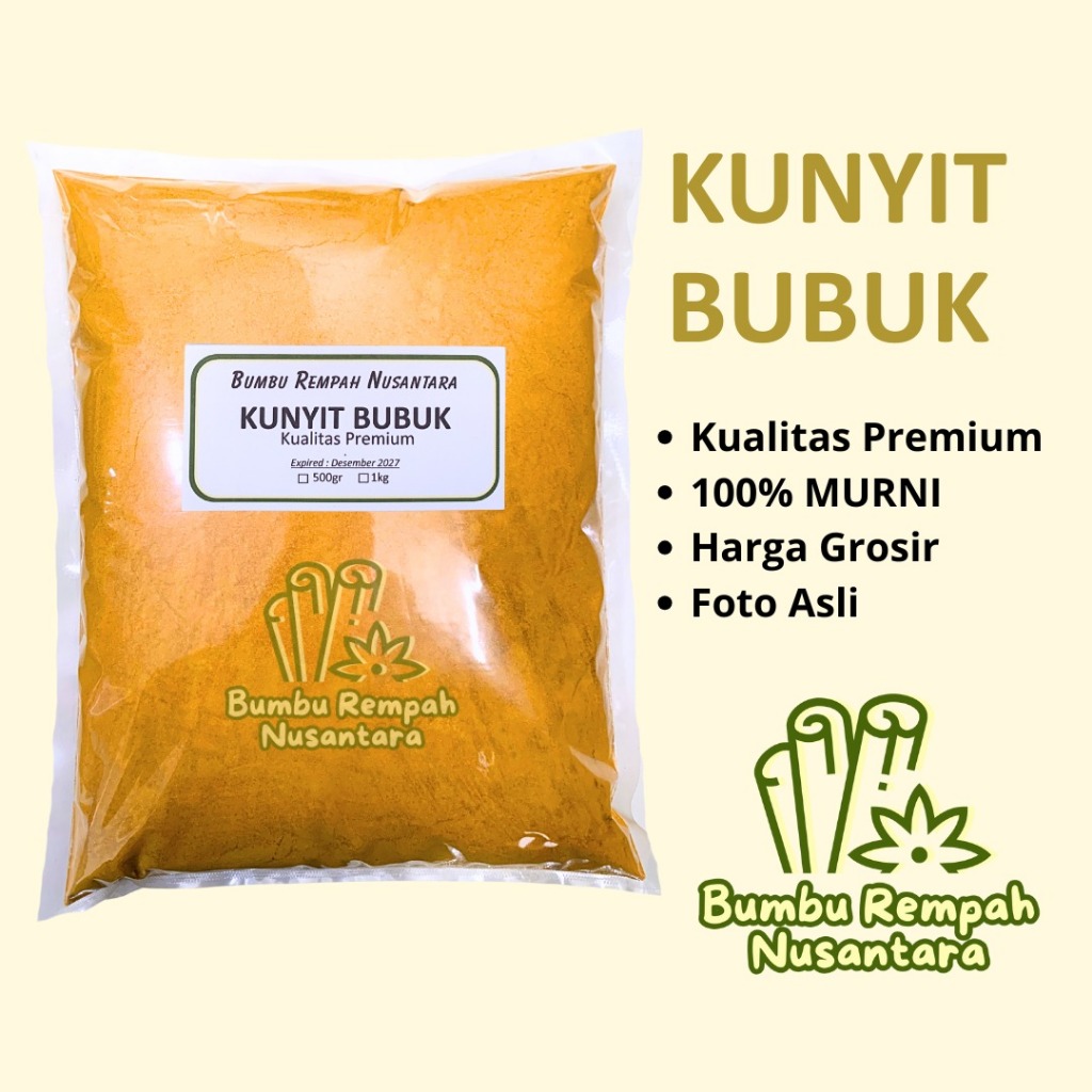 

Kunyit bubuk 500g 1kg - Rempah Asli Murni | BUMBU REMPAH NUSANTARA | Bumbu Dapur Nusantara Grosir Murah