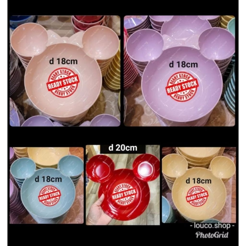 ⚠️Kirim Dr Jkt⚠️Piring / Mangkok Melamine Melamin Lucu Disney Kepala Mickey Mouse