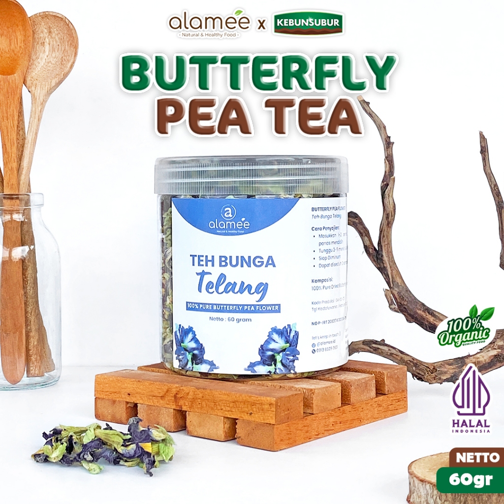 

ALAMEE Teh Bunga Telang Kering Butterfly Pea Tea Organik Herbal Dried Flower toples kebunsubur