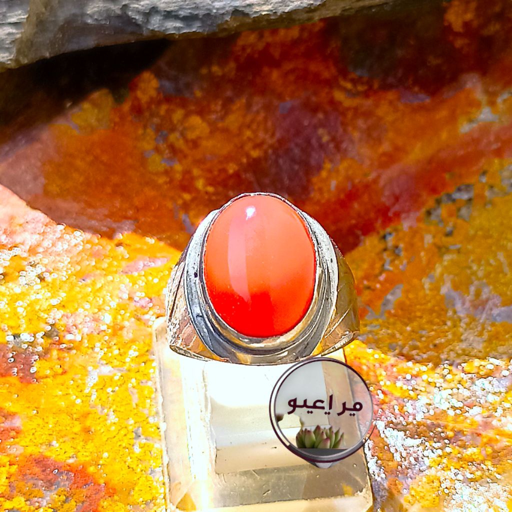 Batu cincin merah red marjan laut batu merah marjan natural 100%