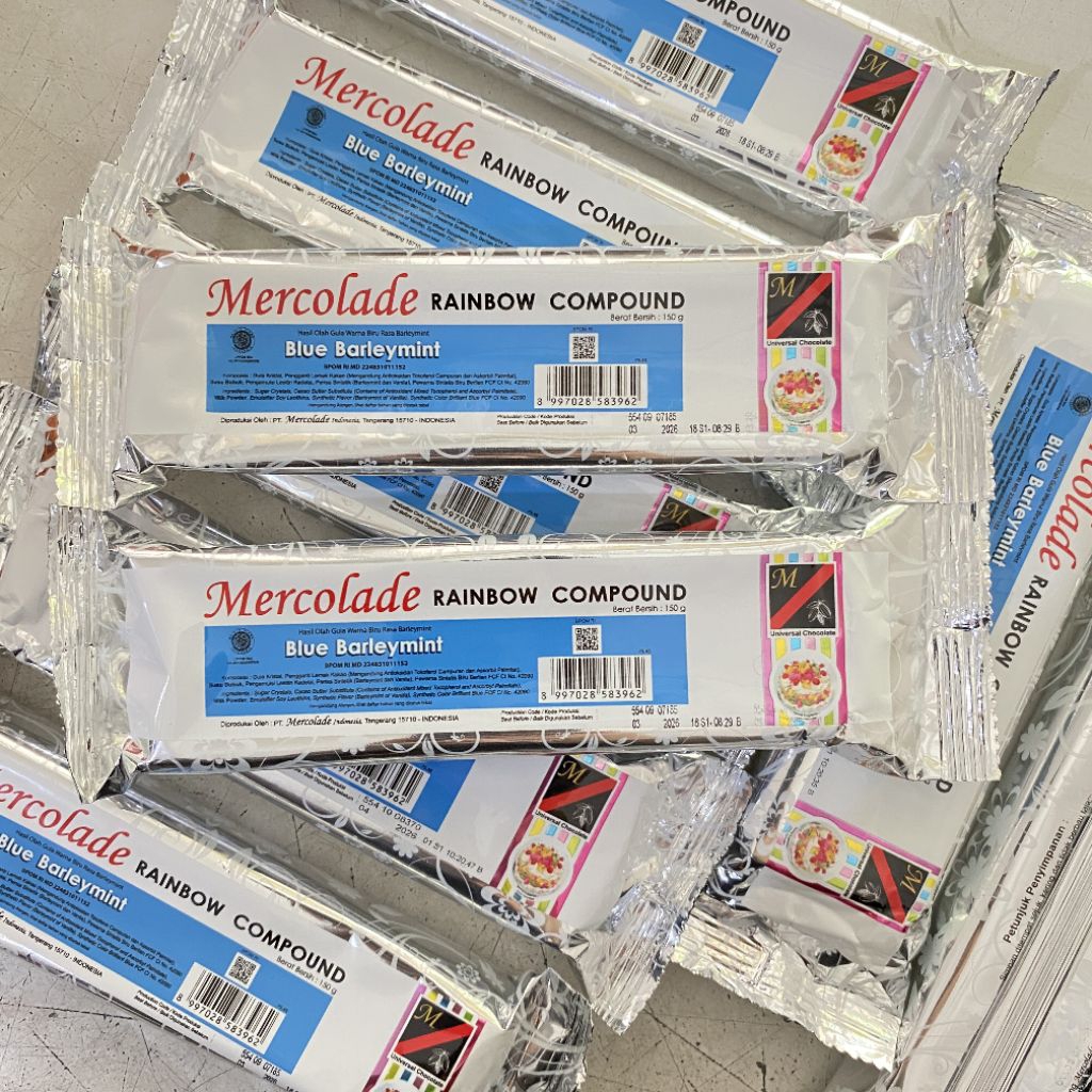 

Mercolade blue barleymint chocolate compound 150 gram | mercolade rainbow | cokelat batang warna biru