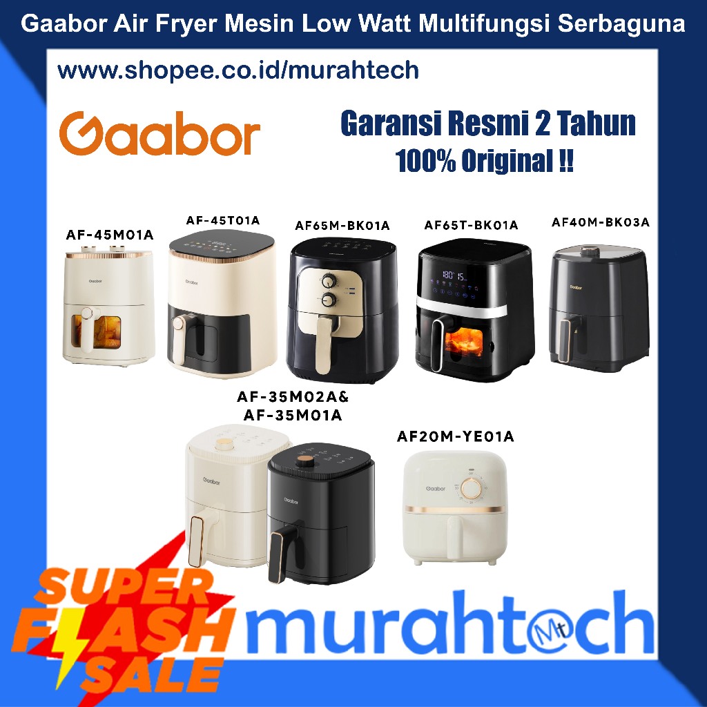 Gaabor Air Fryer Mesin Penggorengan Tanpa Minyak Low Watt Multifungsi Serbaguna 4L AF40M-BK03A | 2L 