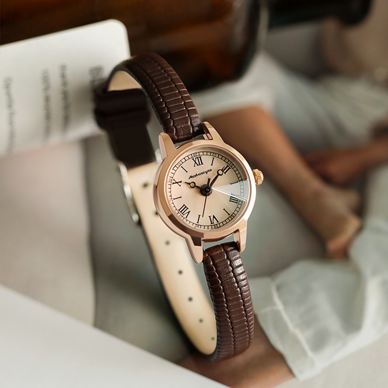 CUCI GUDANG AOKEYO R55 Jam Tangan Wanita Jam Tangan Wanita Kulit Original Anti Air Tali Kulit Jam