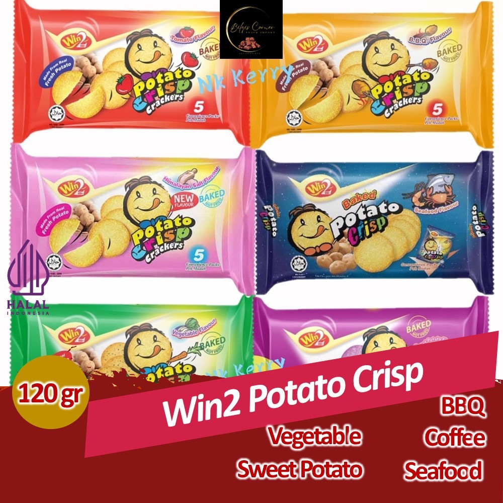 

Win2 Baked Potato Crisp / Kracker Kentang Panggang Import Rasa BBQ Seafood Vegetables Coffee
