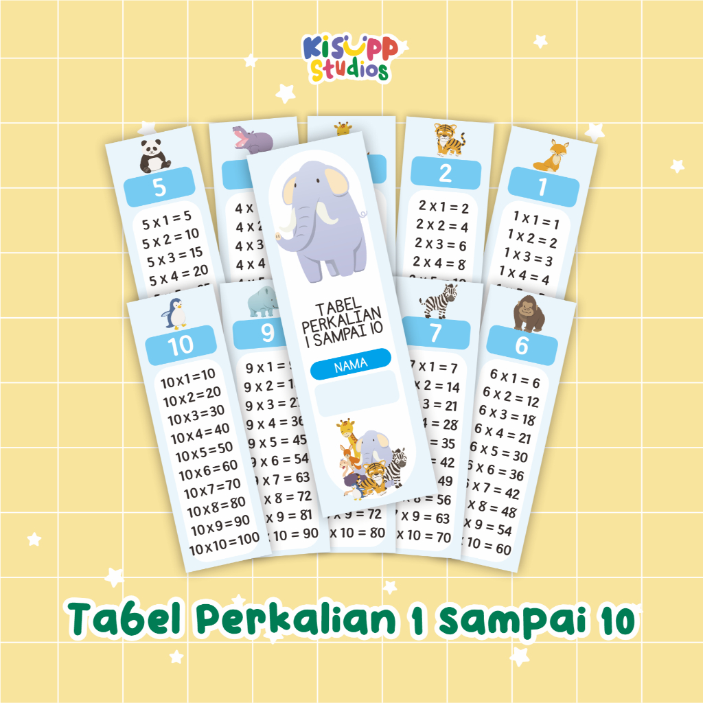 Flashcard Tabel Perkalian 1 Sampai 10
