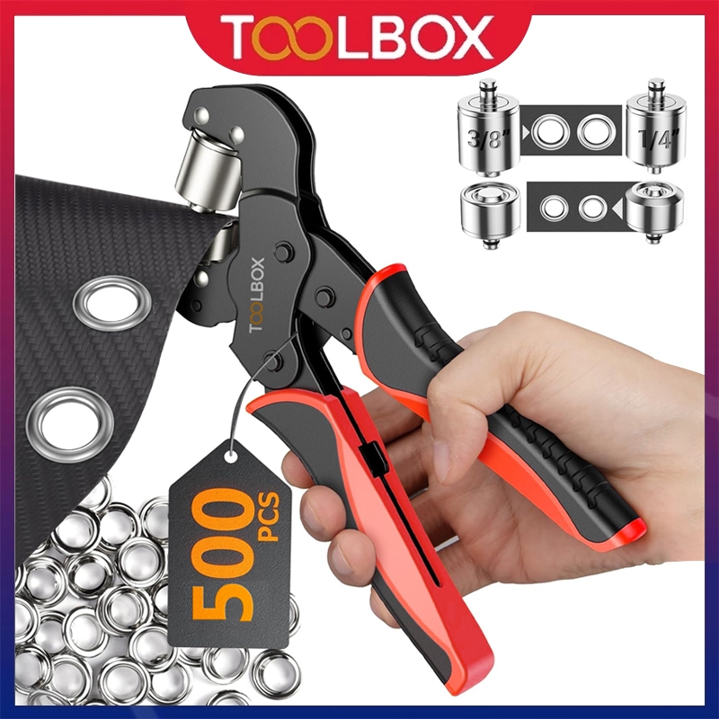 Tang Pasang Mata Ayam Profesional 500 Pcs 2 Ukuran 6mm 10mm Alat Press Eyelet Mesin Mata Ayam Tang A