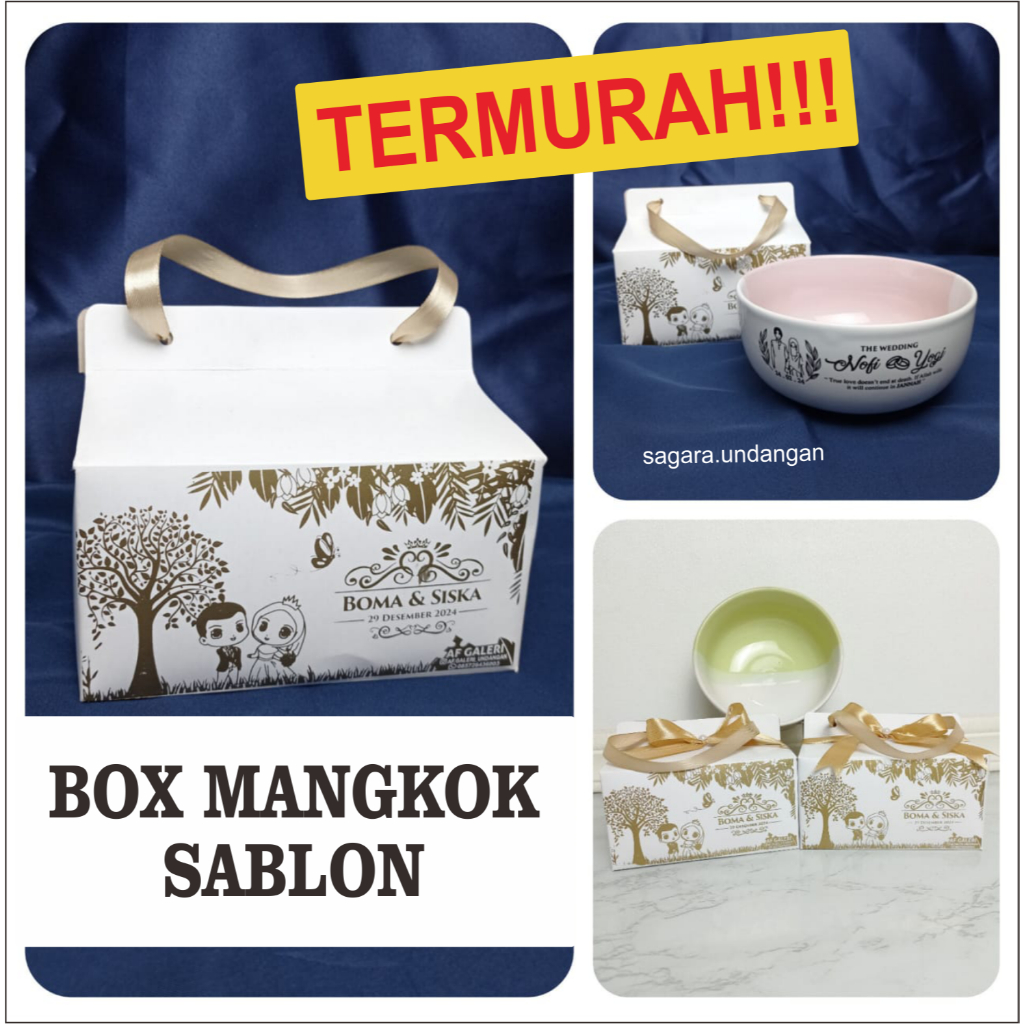 

(18pcs) Box mangkok twotone + Sticker Desain Custom Duplex 310Gr 15x15x8 ( Box mangkok keramik Sablon)