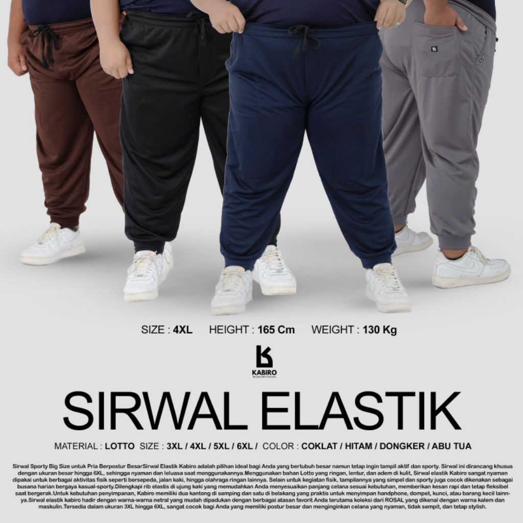 CELANA TRAINING JUMBO SIRWAL ELASTIK KABIRO BIG SIZE 3XL 4XL 5XL 6XL  BAHAN LOTTO SIRWAL JOGGER JUMB