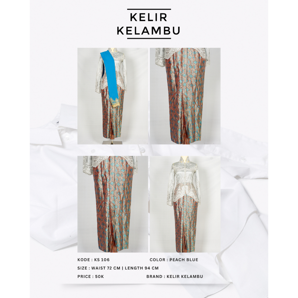 Sewa Rok Bawahan Kebaya Peach Blue