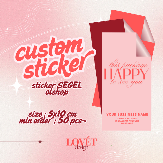 

LOVET | Stiker Segel Box 5 x 10cm | Label Packaging + Custom Olshop Happy Lil' Package