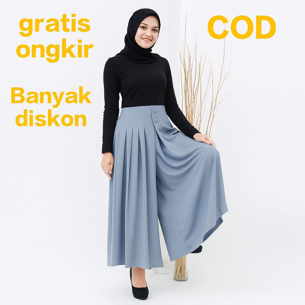 Kulot Pleats Celana Kulot Rok Wanita Celana Bawahan Casual Formal Daily Celana Rok Viral CELLIE  ROK