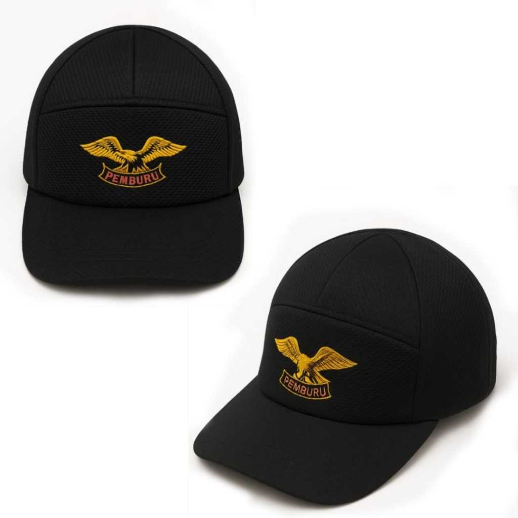 Topi Pria Bordir Pemburu Komando Jangkar Ny Doublemess Hitam Jaring / Topi Bordir Pemburu Unisex Ter