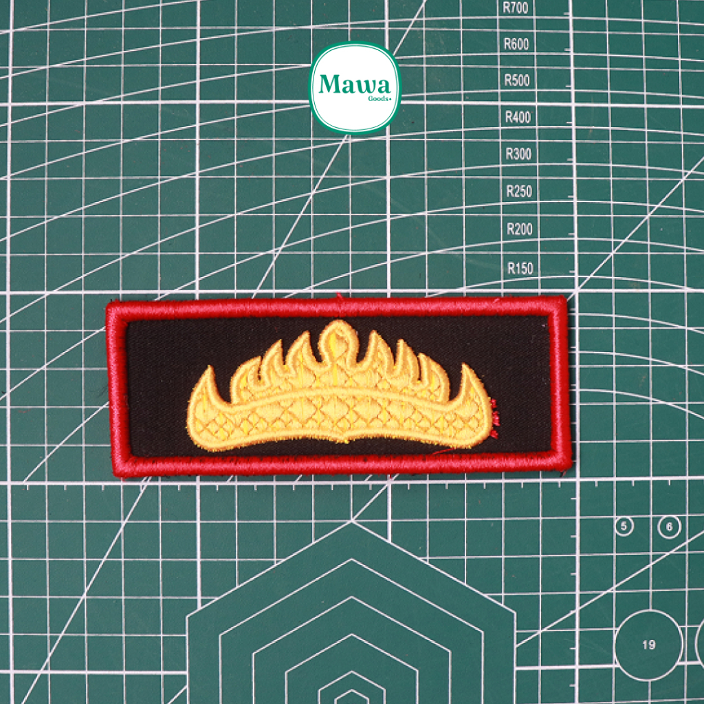 Bordir Bet Siger Lampung Hitam Merah Emas Timbul / Patch Bordir Siger Lampung / Bordir Timbul Siger 