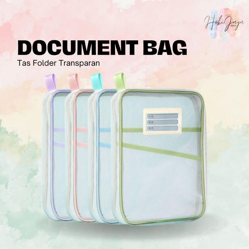 MAP buku anak sekolah / Map Tas les anak resleting 3 lapis / Zipper Bag A4 / Document Bag Transparan