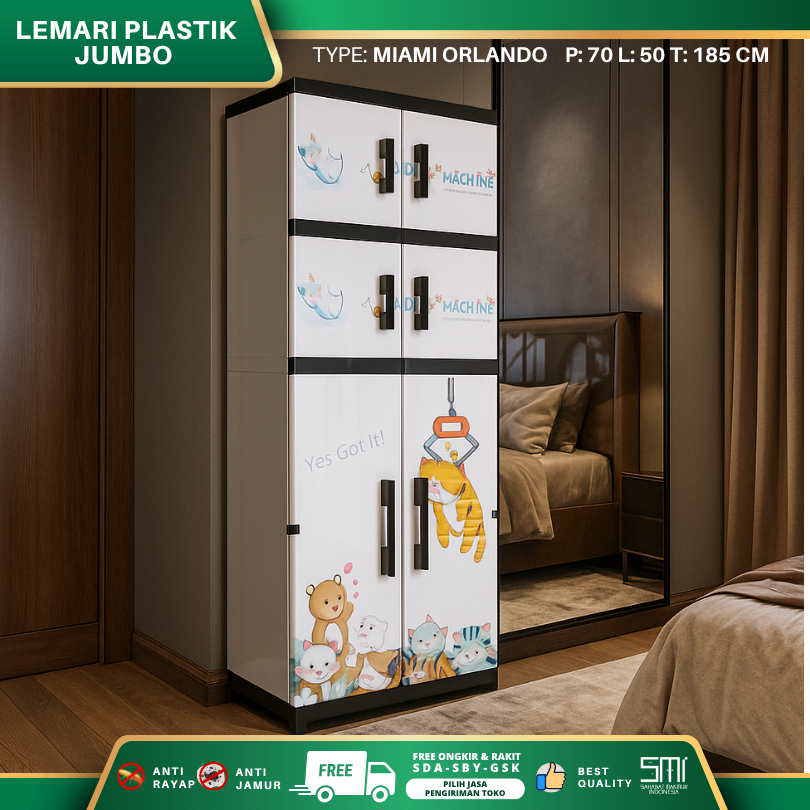 Lemari Plastik Jumbo Miami Orlando Gantung Lemari Plastik Kunci, Lemari Plastik, Lemari Pakaian anak