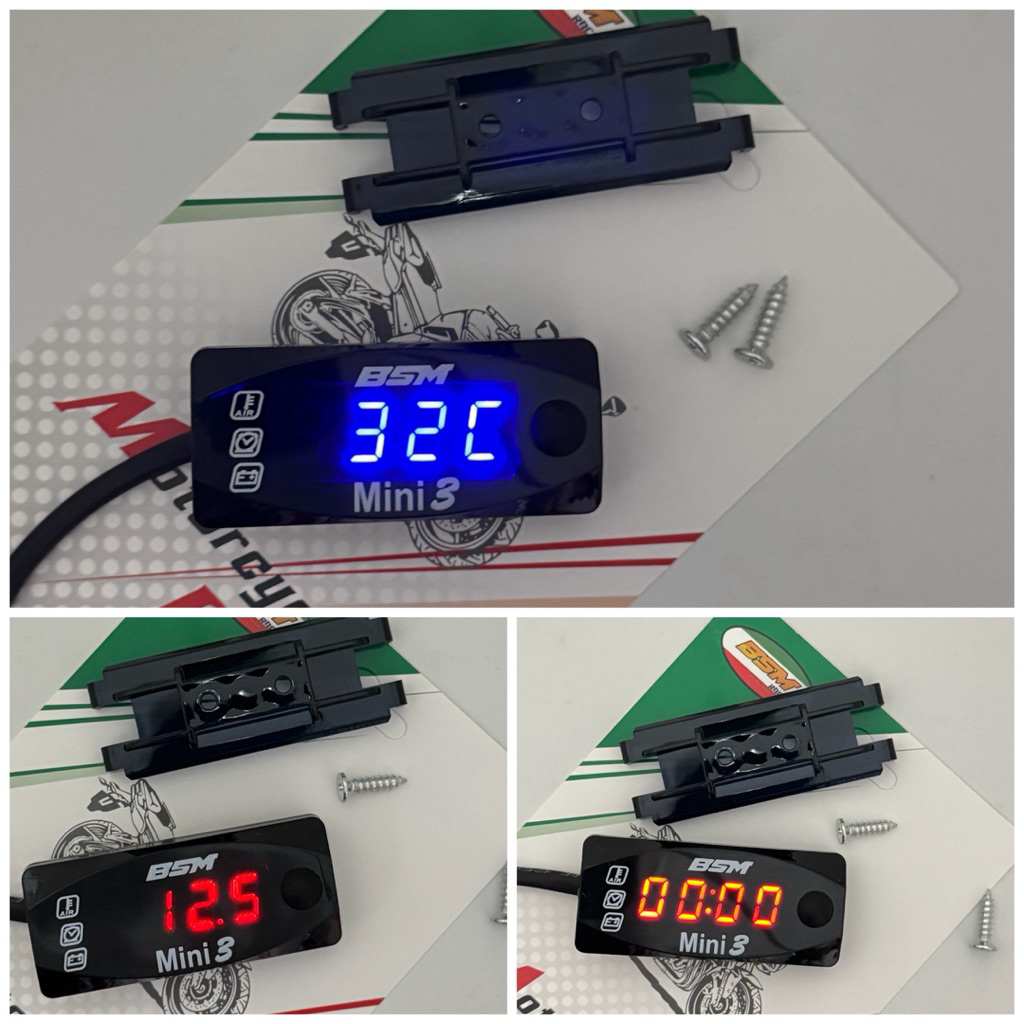 Voltmeter Volt Meter ACCU Aki 3 in 1 Mini 3 12V Universal Semua Motor Bisa (Kabel-Merah kuning gubun