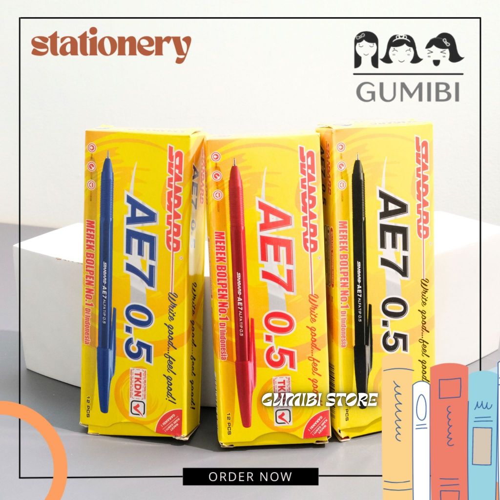 

(12PCS) PULPEN STANDARD AE7 TINTA HITAM MERAH BIRU PULPEN STANDART 0.5MM SUPER SMOOTH HARGA GROSIR TERMURAH GUMIBI STORE