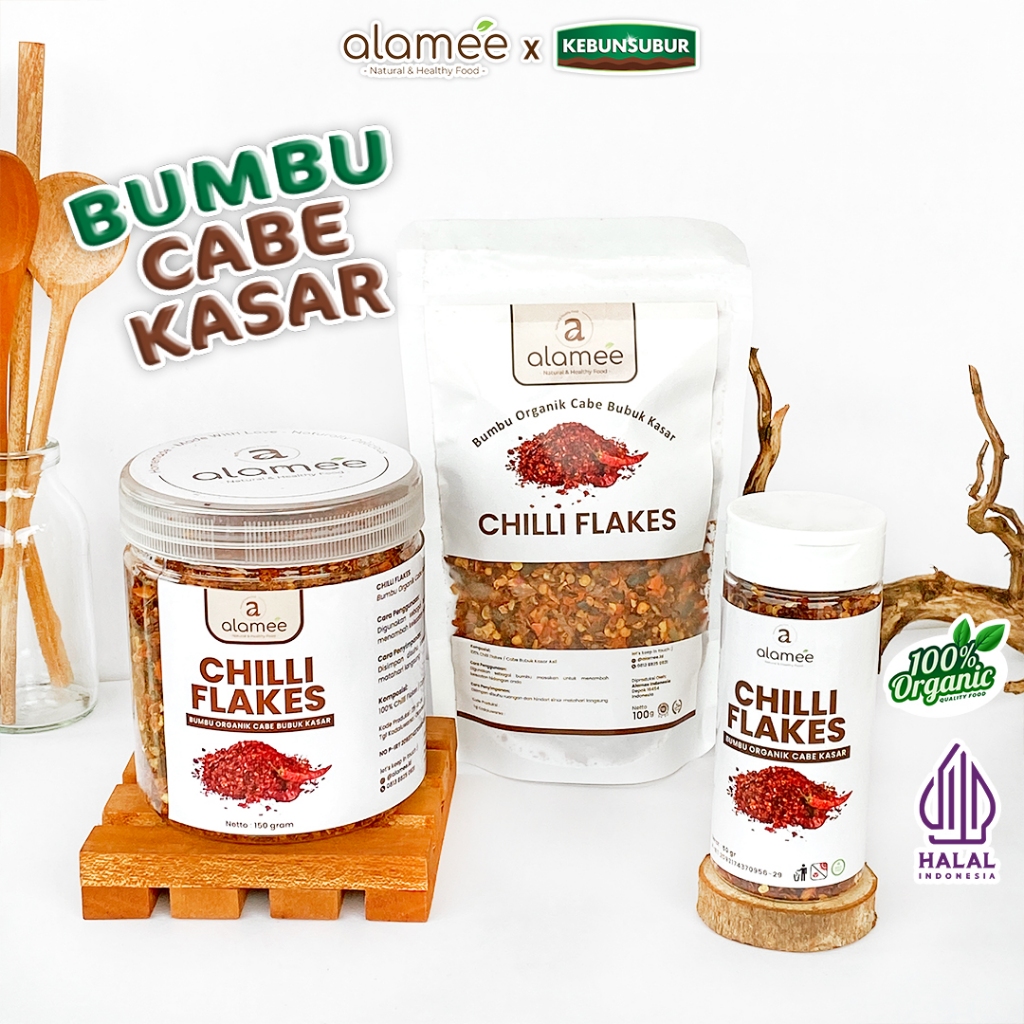 

ALAMEE Chili Flakes Cabe Giling Kasar Cabai Bubuk Bumbu Dapur Tanpa Campuran Organik kebunsubur