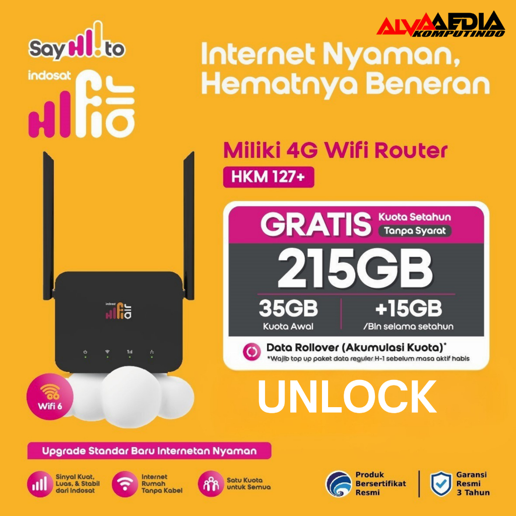 Modem UNLOCK Indosat HiFi Air HKM0127+ Wifi Modem 215gb 4G HOME MODEM WIFI ROUTER