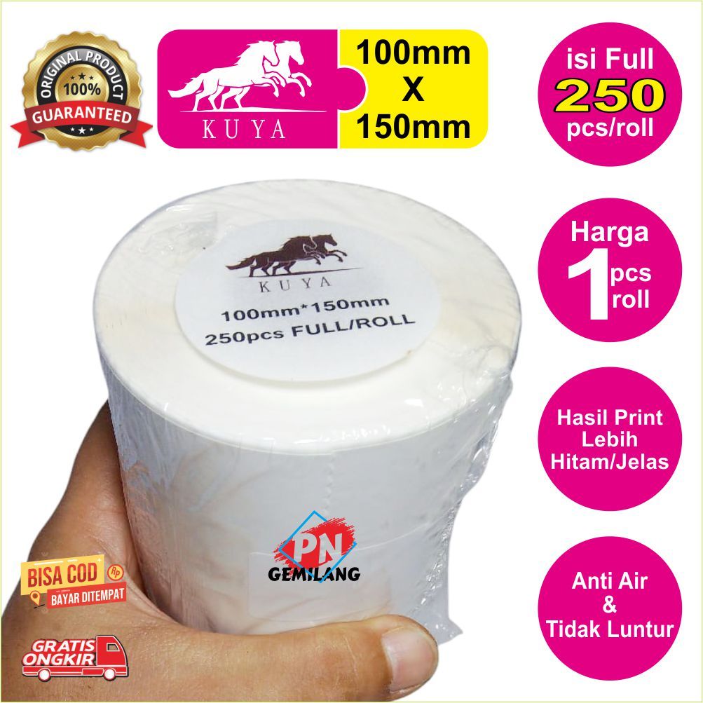 

STIKER THERMAL / STIKER LABEL BARCODE / STIKER RESI 100mm X 150mm ISI 250/ROLL Harga 1 Pcs