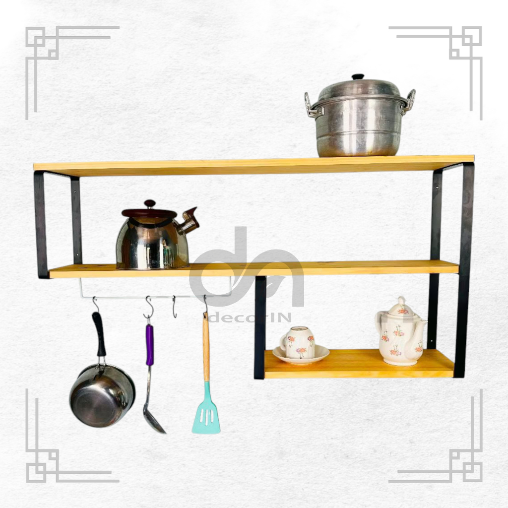 Rak Dapur Gantung Kitchen Set Serbaguna Minimalis Industrial Vintage Kotak
