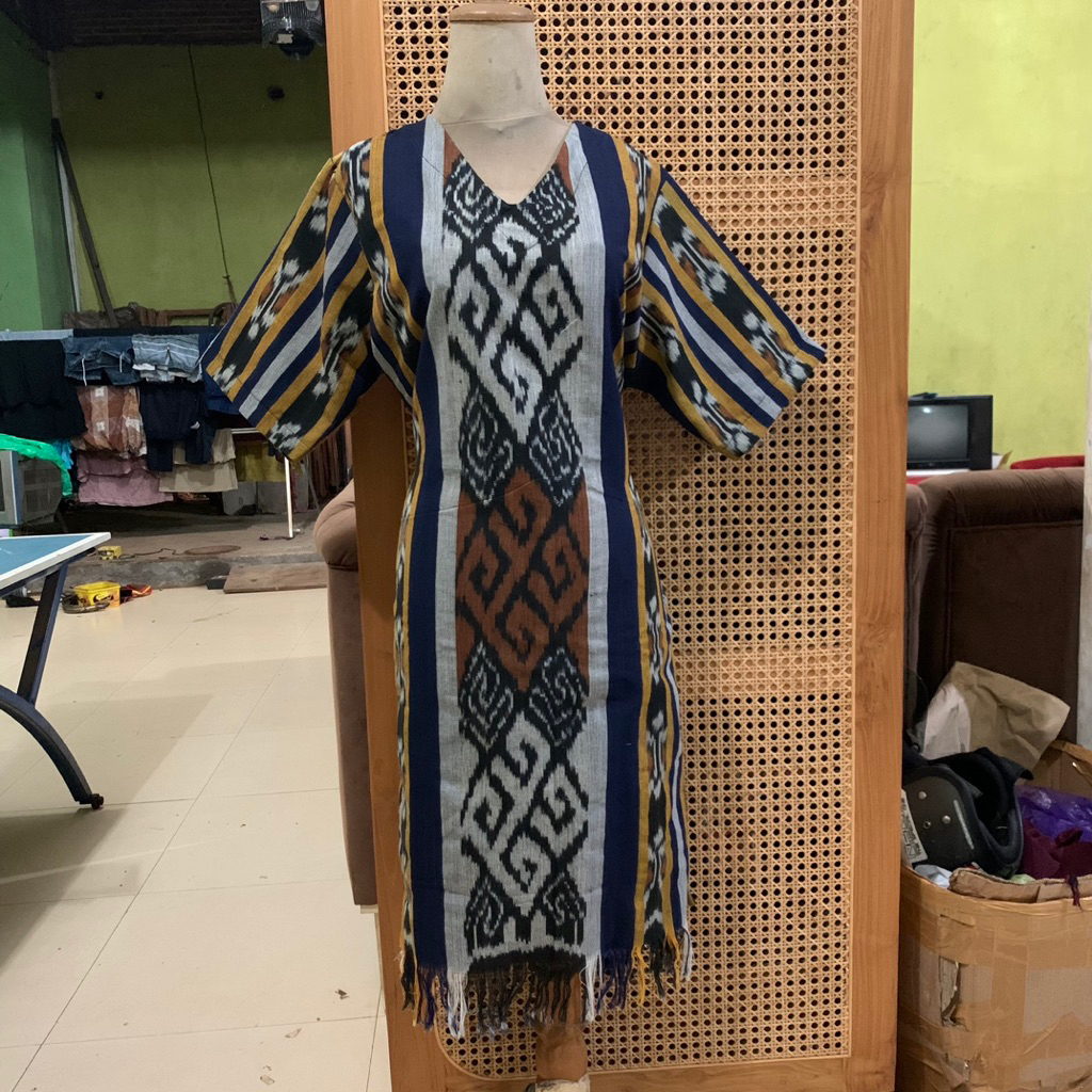 dress tenun wanita - dress tenun simpel - baju tenun wanita