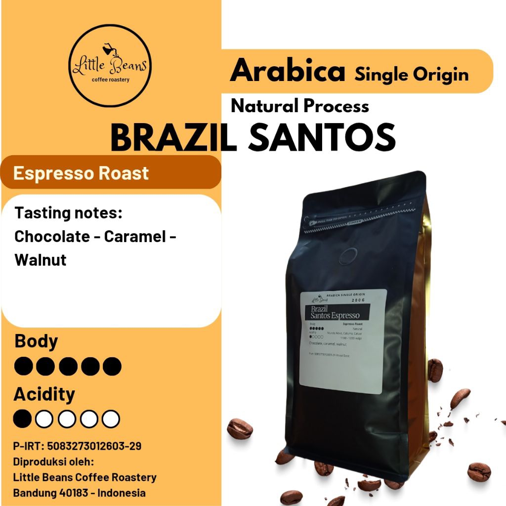 

Kopi arabica Brazil Santos espresso roast 800gr/400gr/200gr biji/bubuk