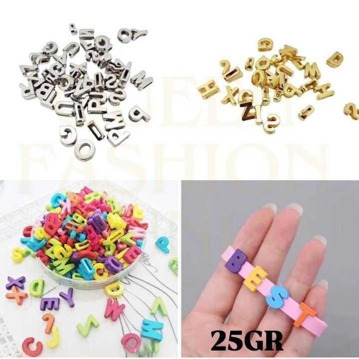 Mote Huruf Charm Inisial Huruf Untuk Gelang Kalung Harga/25gr
