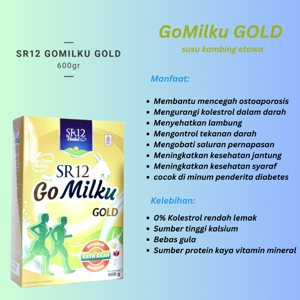 

Gomilku Gold SR12 Susu Kambing Etawa Rendah Lemak Tinggi Kalsium Bebas Gula