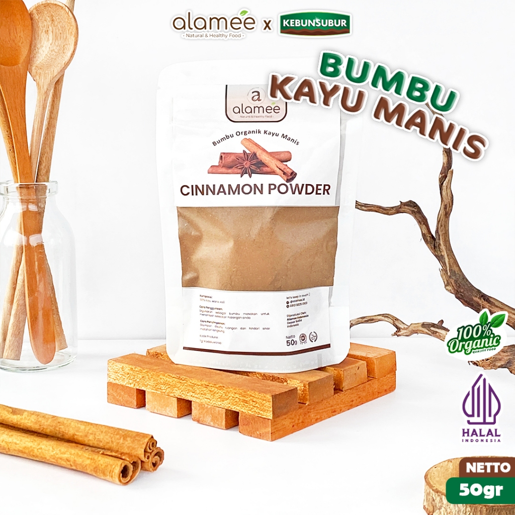 

ALAMEE Bubuk Kayu Manis Cinnamon Powder kayumanis Murni Seasoning Bumbu Organik 50 Gram Kebunsubur