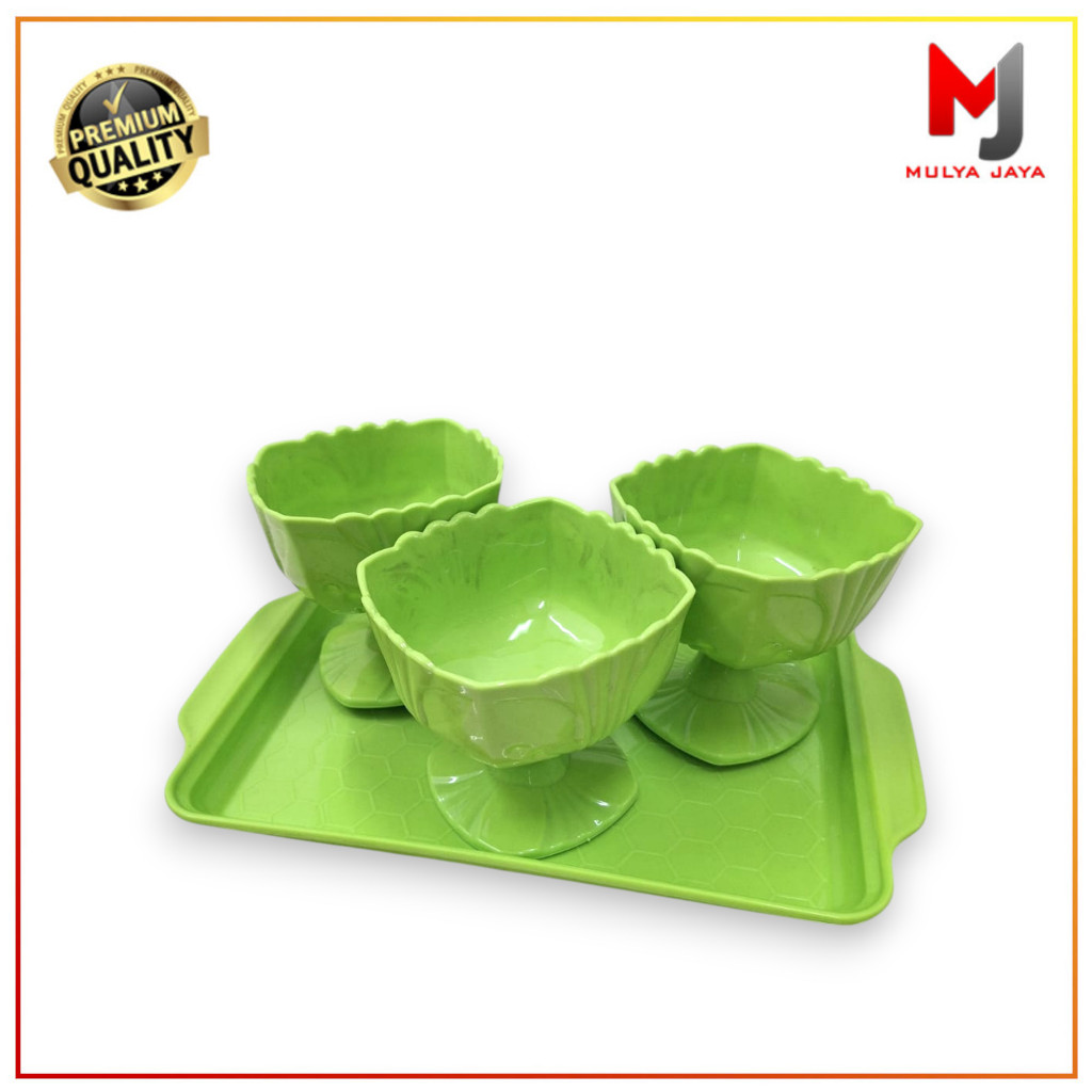 Mulya Jaya Set Nampan Plastik Kecil + Gelas Es Krim Plastik