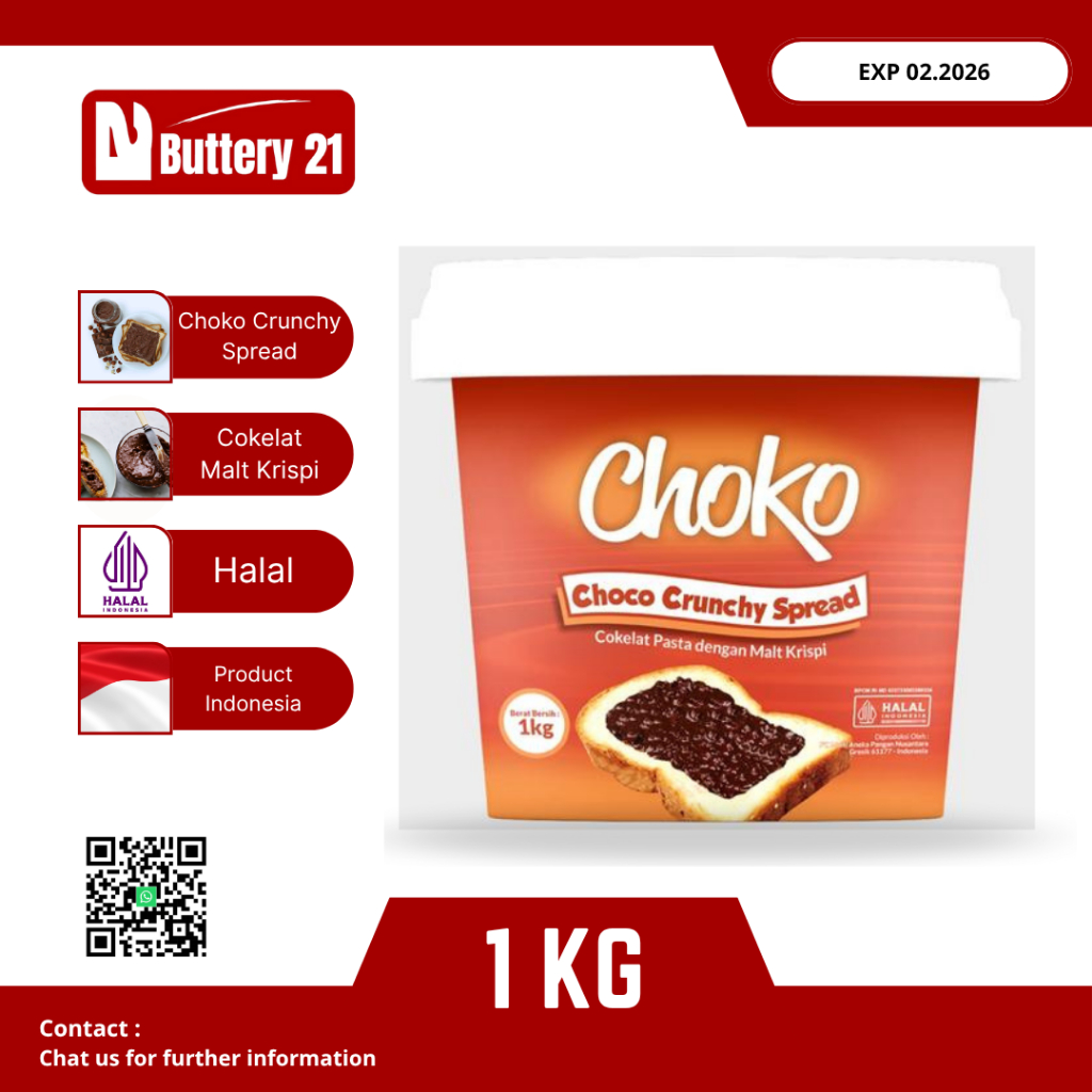 

CHOKO CRUNCHY SPREAD 1 KG/COKELAT PASTA DENGAN MALT KRISPI/CHOCO CRUNCHY