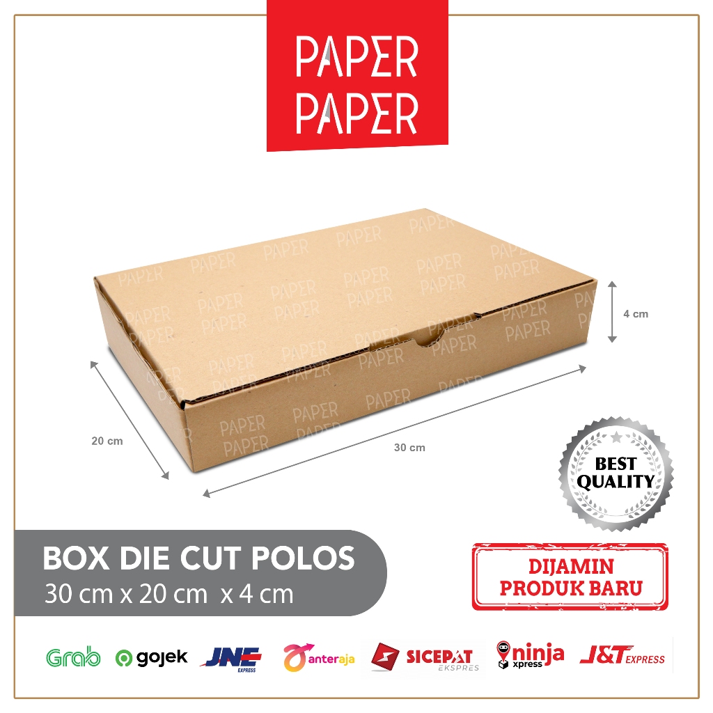 

Kardus Box Karton Die Cut 30X20X4 Polos - Baru - Murah