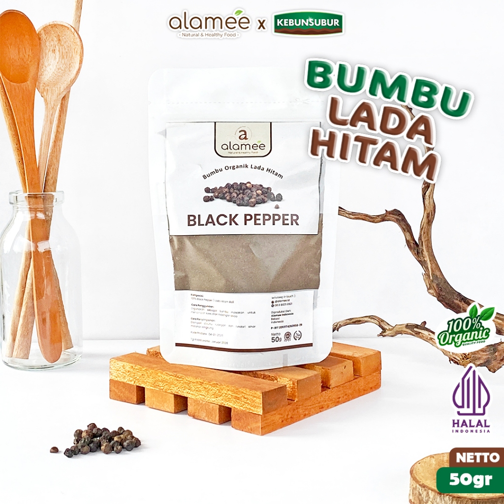 

ALAMEE Lada Hitam Bubuk Black Pepper Powder Bumbu Dapur Instan Blackpepper 50 Gr Organik Kebunsubur