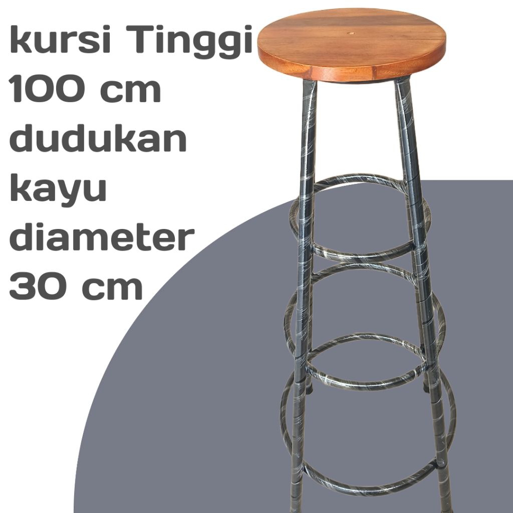 Kursi Tinggi 100 cm Bahan Pipa Besi dudukan diameter 30 cm